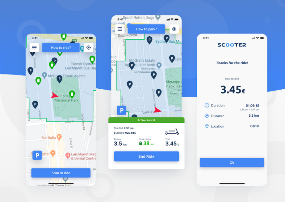 Scooter sharing app design