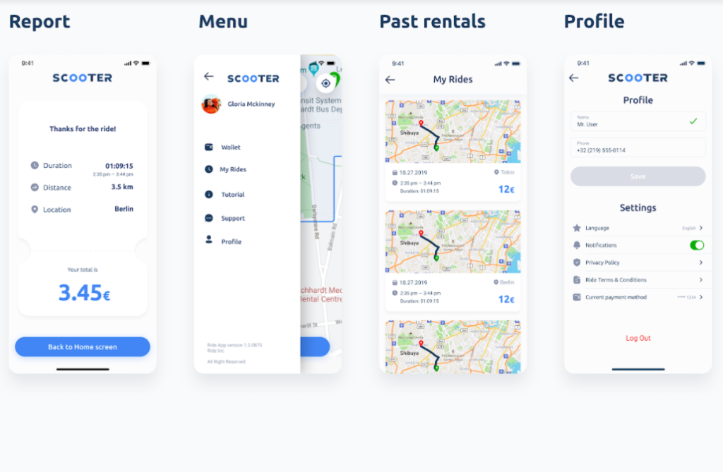 Scooter sharing app design