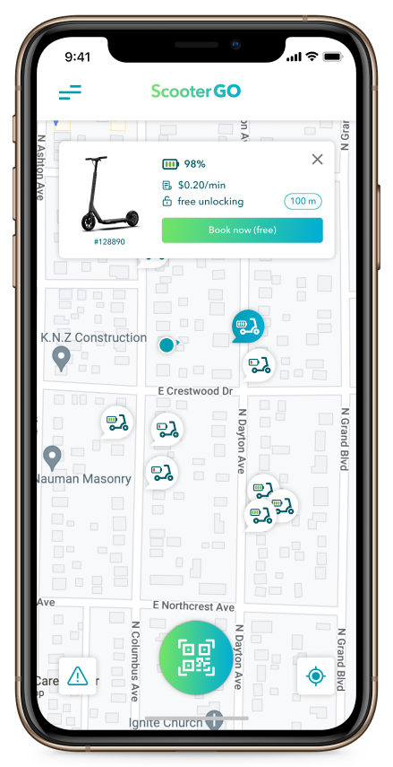 escooter sharing map feature