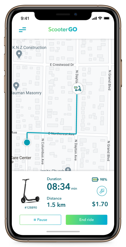 escooter sharing root feature